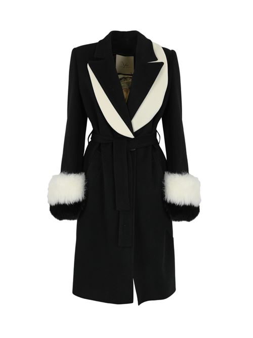 Cappotto con polsini in pelliccia YES LONDON | CD1179NERO/BIANCO